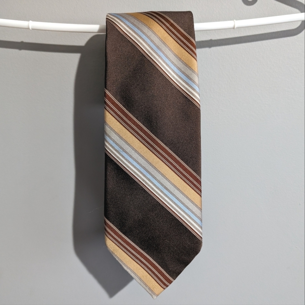 Vintage Christian Dior Monsieur Brown and Blue striped men's neck tie